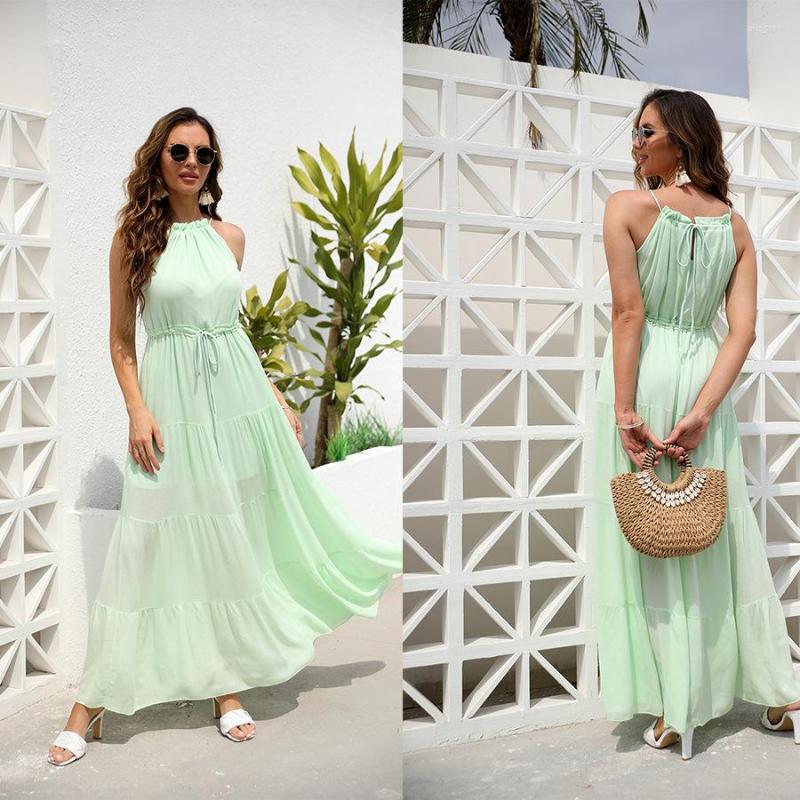 

Casual Dresses 2O22 Summer Dress Holiday Style Beach Temperament Commuter, Green