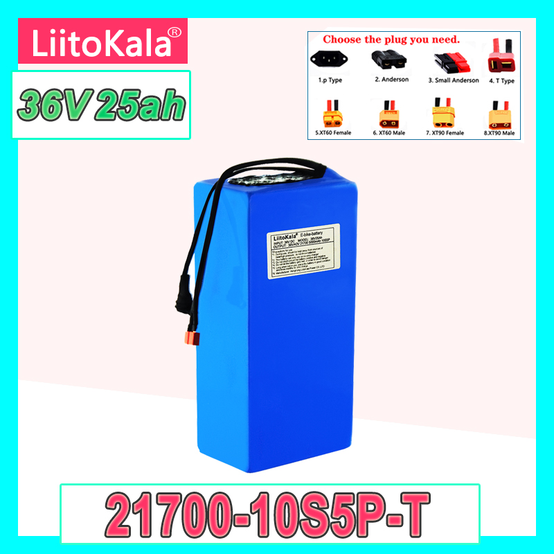 

High Power 36V 25AH battery 21700 10S5P 500W Triangle Batteries Electric Bike 42V Lithium ion Battery Pack with Free Bag 30A BMS