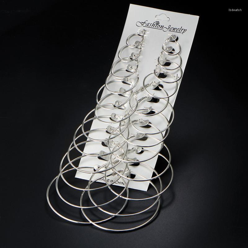 

Hoop Earrings 12 Pair Women Circle Earring Set Simple Punk Round Party Jewelry Gift TEN