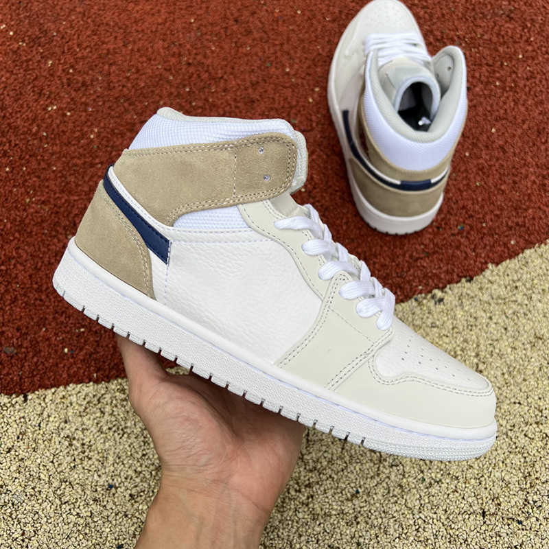 

Basketball Shoes Trainers Sneakers Outdoor Shoe Mid Cream Linen Running 1S Fashion Designer White Blue Brown Sport Royal Jumpman 1 Men Women jumpman1shoes, #1