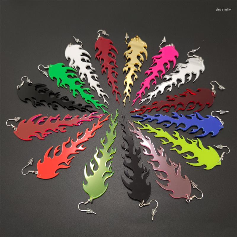 

Dangle Earrings KUGUYS Long Flame Drop Earring For Women Fire Green Pink Orange Black Red Blue Silver Color Acrylic Accessories Jewelry