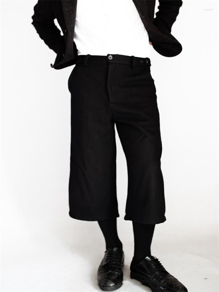 

Men' Pants Fall Winter Men' Wool Headed Casual Munie Wide Leg Comfortable Loose Straight Black Cent