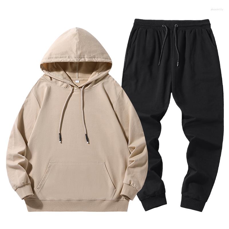 

Men' Tracksuits Autumn Men' Tracksuit Jogger Sportswear Casual Sweatershirts Sweatpants Streetwear Pullover Solid Color Sports Suit, Pct020white