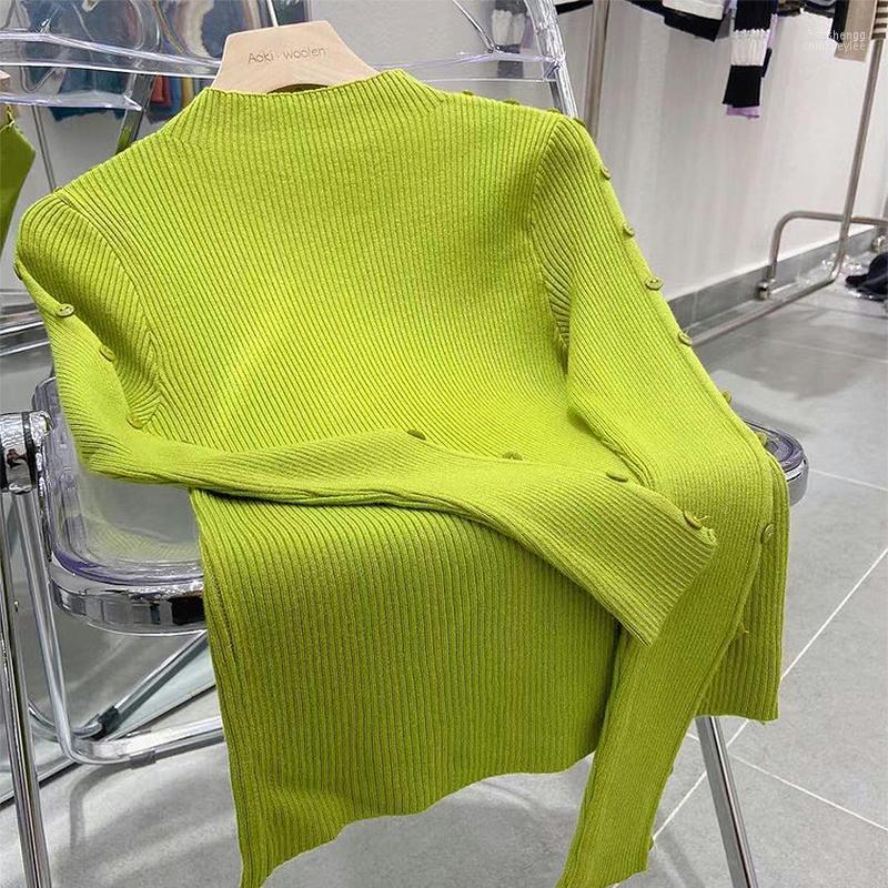 

Women's Sweaters Women's BETHQUENOY Pullover Jumper Femme Button Knitted Tops Women Winter Clothing 2022 Slim Bottoming Shirts Woman, Black