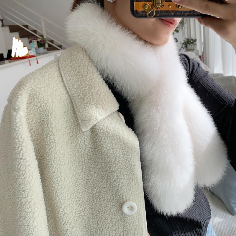 

Scarves Women Fashion Poncho Ladies Scarf Fox Fur Trim Alpaca Cape Poncho