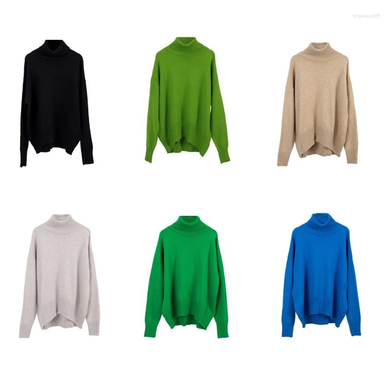 

Women's Sweaters Winter Women Long Batwing Sleeves Knitted Sweater Solid Color Turtleneck Loose Pullover Jumper Tops Outerwear, Olive