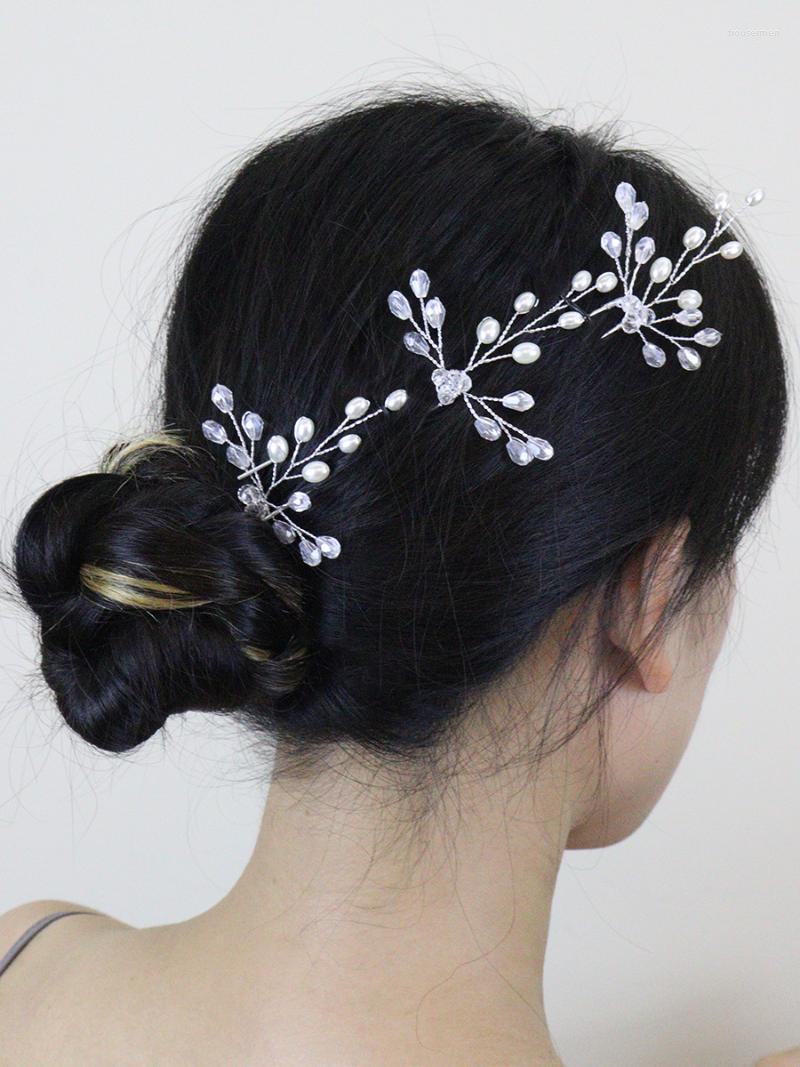 

Headpieces Minimalist Bride Hairpins Pearls Crystal Women Hair Clips Shiny Party Head Jewelry Elegant Accessories Bridal HeadwearHeadpieces