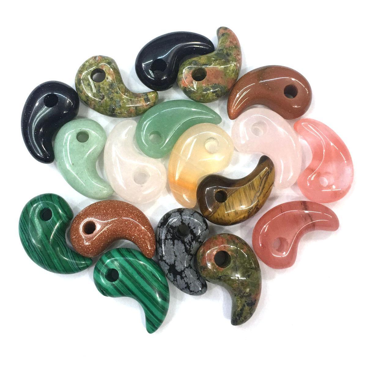 

Charms Comma Shape Natural Stone Charms Agates Crystal Turquoises Jades Opal Stones Pendant For Jewelry Making Necklace Bracelet 14X2 Dhmcs
