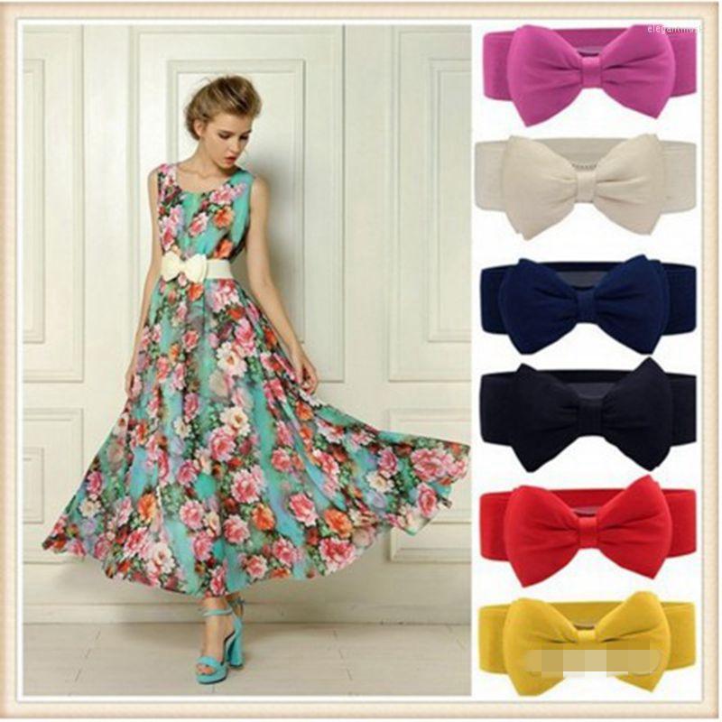 

Belts 1 PCS 2022 Fashion Sweet Women Bowknot Elastic Bow Wide Stretch Buckle Waistband Waist Belt, Red