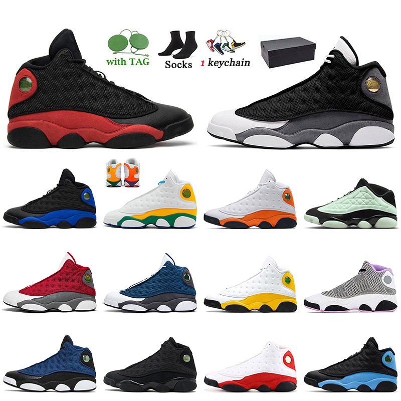 

Women Mens Jumpman 13 13s Basketball Shoes Bred Black Flint Navy University Blue Hyper Royal Del Sol Retros Bred Court Purple Starfish, B9 black flint 40-47