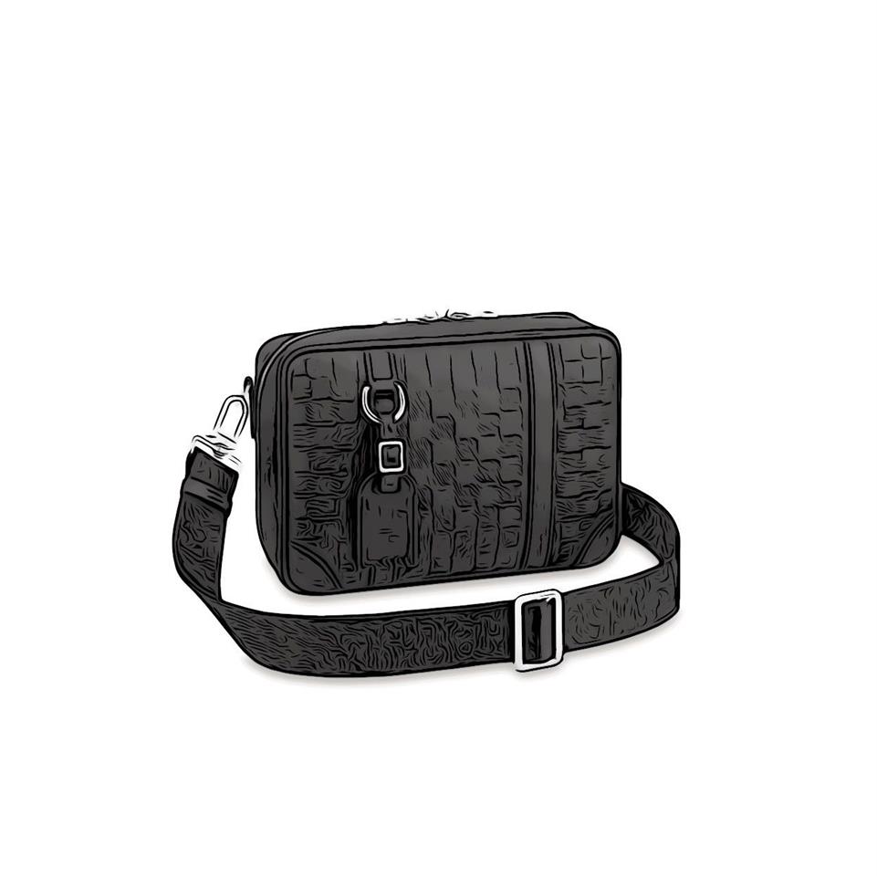 

Men's Handbags Shoulder Bags 5286 brand Messenger Bag zipper Fashion Luxurys Designers Bags leather wallet Cross body waist p217P, Black leather grid