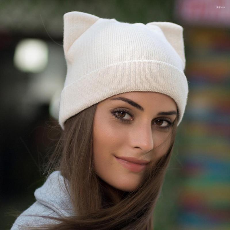 

Hats Women Hat Female Beanie Autumn Winter Knitted Brimless Knitting Cap, White