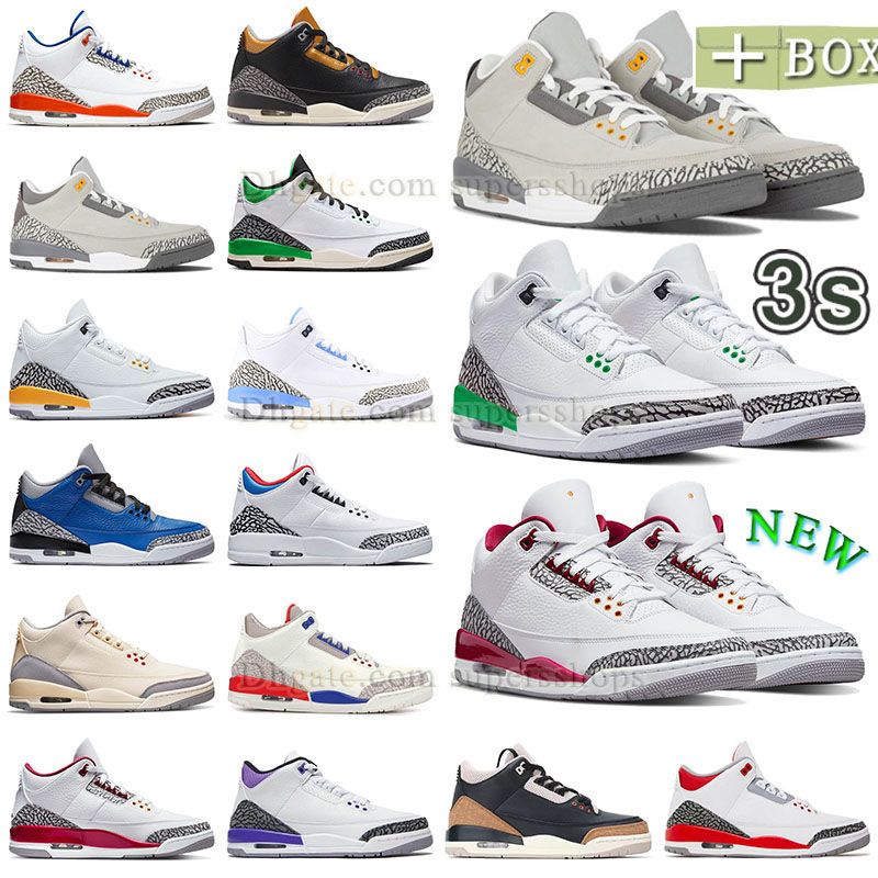 

Jumpman 3 3s Basketball Shoes With Box Fashion Pine Lucky Green Sneakers Desert Elephant Fire Red 2022 Racer True Blue UNC Tinker Jth Georgetown Designer Sneakers J3, A55 40-47 lucky green