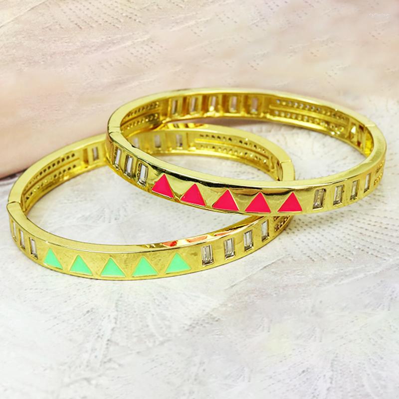 

Bangle 3 Pcs Summer Color Enamel Metal Jewelry Bracelet Gold Women 51444