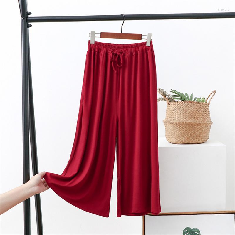 

Women's Pants Wide Leg Female 2022 Summer Fashion Modal Loose Large Size Casual Home Cropped Tide H1099, Pink