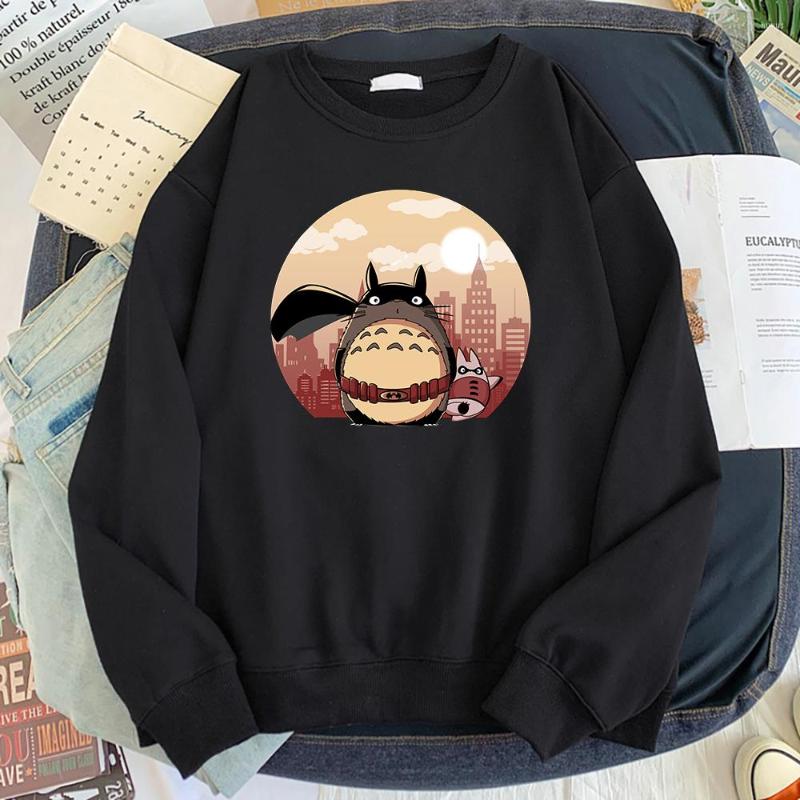 

Men's Hoodies Totoro Cartoon Kawaii Print Sweatshirts Women Men Funny Pullover Casual Hip Hop Streetwear Spring Fashion Men's Clothes, Gray