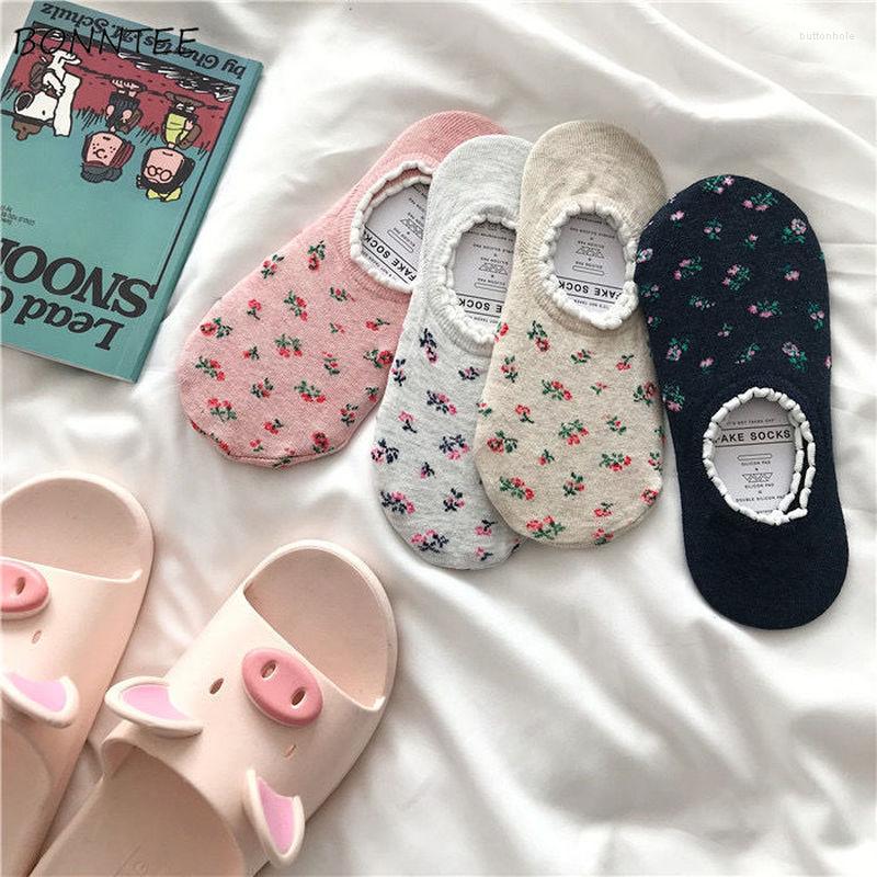 

Women Socks Sock Slippers Summer Vintage Cotton Cute Lady Daily Design Students Personality Fashion Kawaii Korean Style Casual Print, E-2pcs