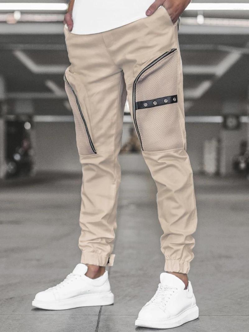 

Men's Pants Hip Hop Men's Casual European Logo Large Straight Reflective Multi-pocket Cargo Sports, Black