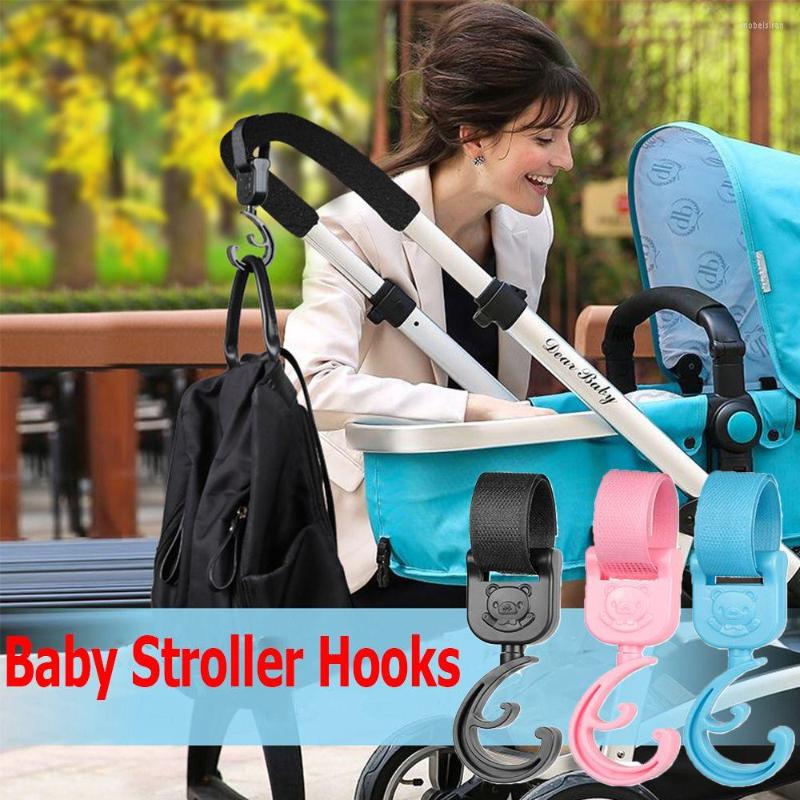 

Stroller Parts 2 Pack Cute Bear Portable Double Hook Baby 360 Degree Rotating Plastic Children Car Seat Accessories
