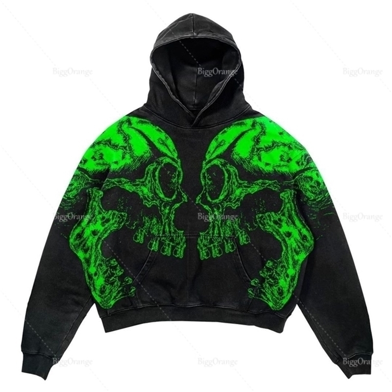 

Men's Hoodies Sweatshirts Hip Hop Skull Print Goth Unisex Sweatshirt Harajuku Punk Oversized Jacket Y2k Top 221008