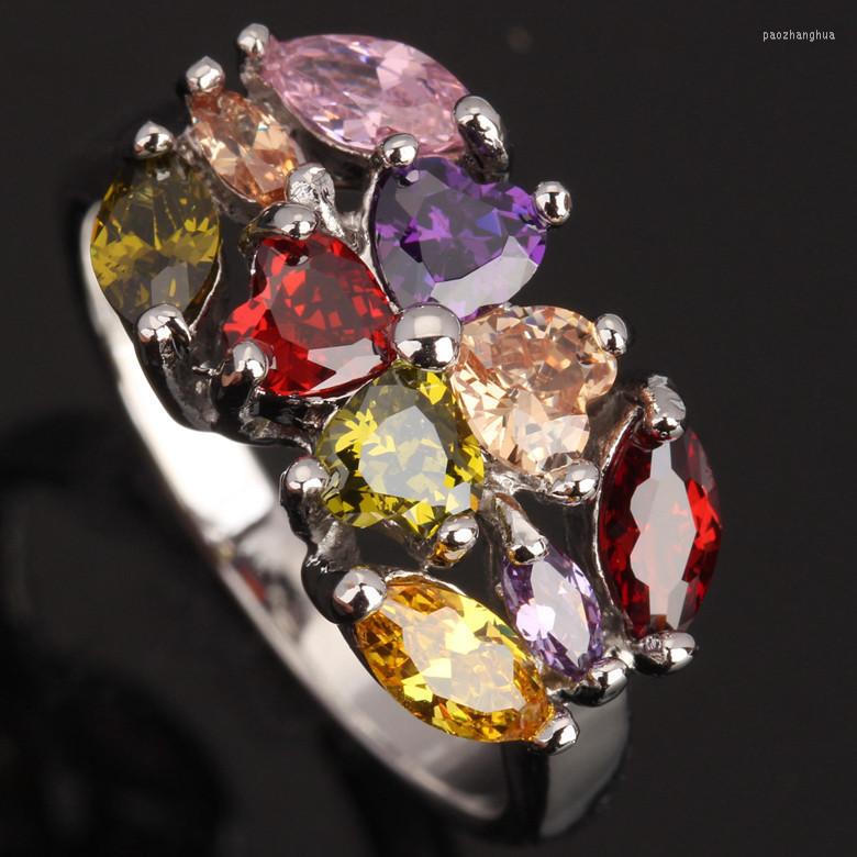 

Wedding Rings Admirable Multicolor Morganite Jewelry Silver Plated Argent Party Jewelrys Ring Size 6 / 7 8 9 S0823