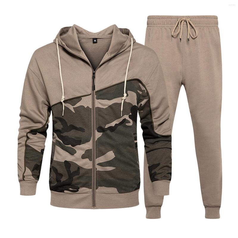 

Men' Tracksuits Camouflage Joggers Hooded Sweatshirt Pants 2 Pieces Sets Mens Pullover Hoodie Sportwear Suit Men Tracksuit Male Autumn, Gray