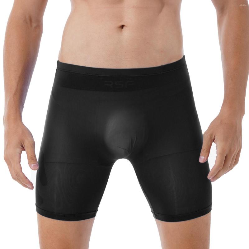 

Underpants Transparent Panties For Mens Sheer Boxer Briefs Stretchy Shorts Solid Color Elastic Waistband Boyshort Sleepwear Underwear, Black