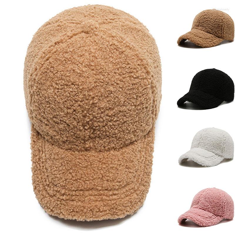 

Visors Female Warm Hat Baseball Cap Accessories Solid Color Korean Version Light Board Lamb Wool Thick, 11x21cm