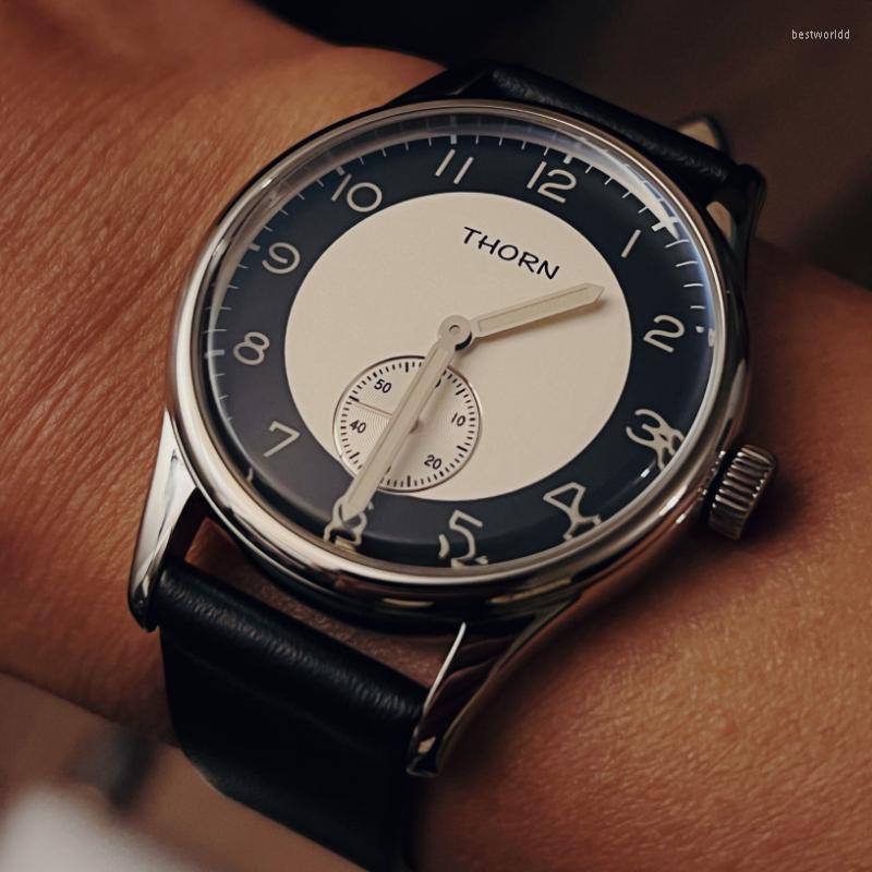 

Wristwatches Shirryu Thorn Classic Small Second Dress Watch Stainless Steel Mineral Glass Waterproof Super Luminous Miyota Quartz Wrist, Beige