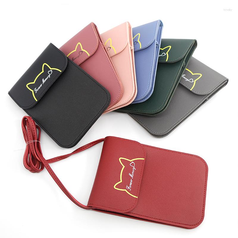 

Evening Bags Women Phone Bag Cartoon Print Hasp Money Coin Purse Female Messenger For Gift Bigs Capacity PU Leather Card Holder Pocket, Black
