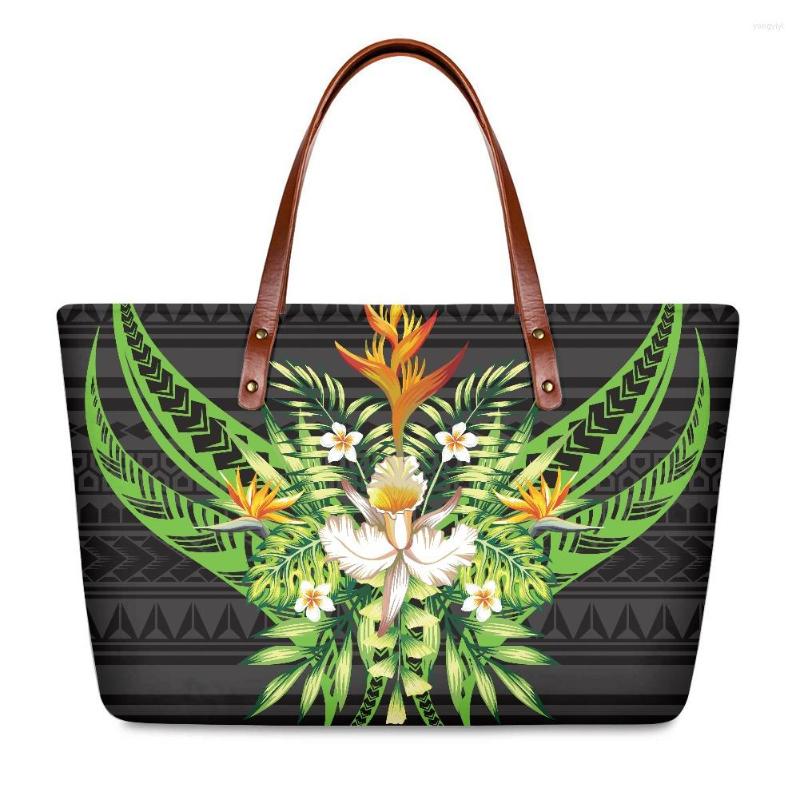 

Duffel Bags Cumagical Custom Luxury Design Ladies Handbag Green Chuuk Polynesian Plumeria Flower Women Party Beach Totes 2022, Ysfd1507al