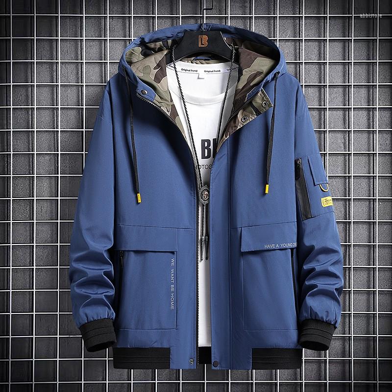 

Men's Jackets Man Winter Casual Outwear Male Polyester Zipper Men's Coats Fashion Men Patchwork Hoodie Pockets Coat, Black