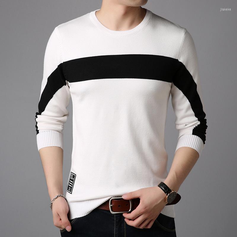 

Men's Sweaters 2022 Korean Fashion Autumn Winter Warm Slim Leisure O-neck Pullover Men Top Sweater Brand Clothing, Black