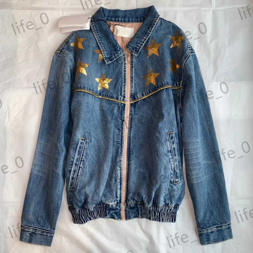 

Fashion Brand Women Jackets Five-pointed Star Print Jean Coats Tops Embroidery Piping Designer Outerwear Casual Sports Style Warm Womens Jacket