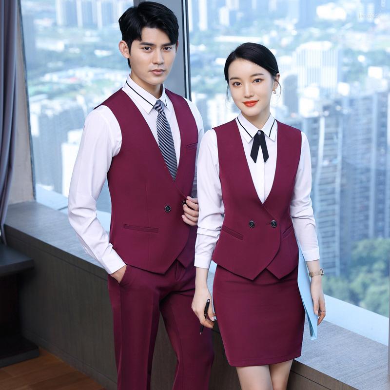 

Women's Vests Men's And Women's Vest Suit El Front Desk Beauty Salon4SShop Sales Department Property Customer Service Reception Work, Female winered vest