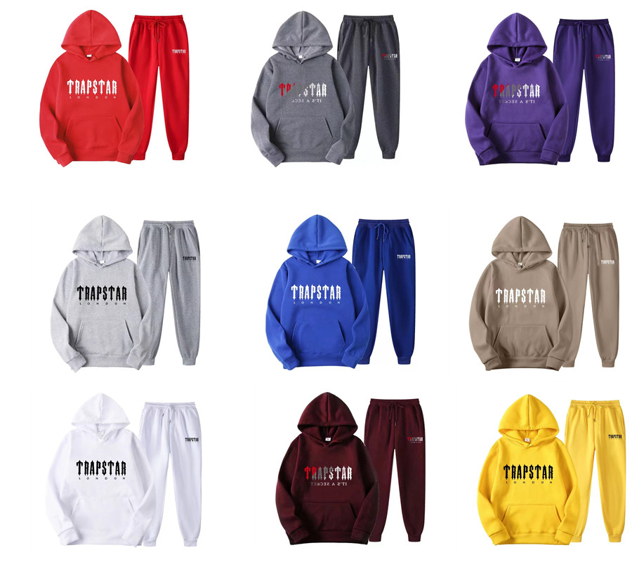 

Men's Tracksuit Trend Hooded 2 Pieces Set Hoodie Sweatshirt Sweatpants Sportwear Jogging Outfit Trapstar Logo for Spring Autumn 3XL Mens Clothing, 22