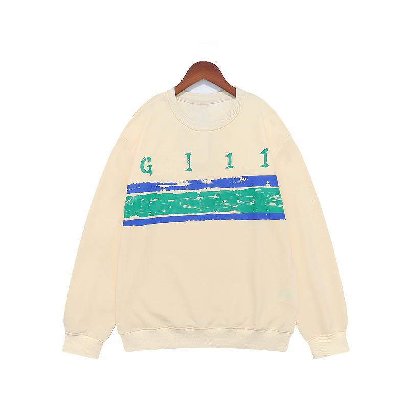 

Luxury Mens Long Sleeve Sweatshirt Designer Stripe Letter Print Sweatshirt Fashion Brand Crew Neck Pullover Loose Top Black Apricot Asian Size M-3XL