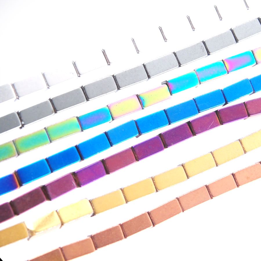 

WOJIAER Black Rectangle Cuboid Hematite Materials 2x4MM Stone Spacer Loose Beads For Jewelry Making Diy Accessories BL314