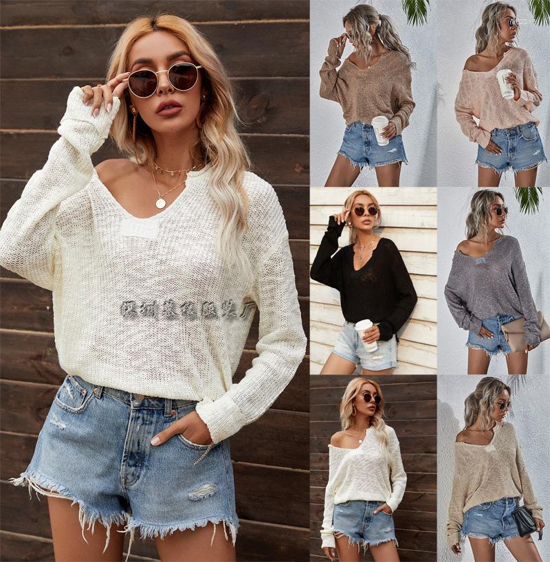 

Women' Sweaters Women' Autumn And Winter V-neck Temperament Commuter Knit Loose Solid Color Fashion Pullover Sweater 2022