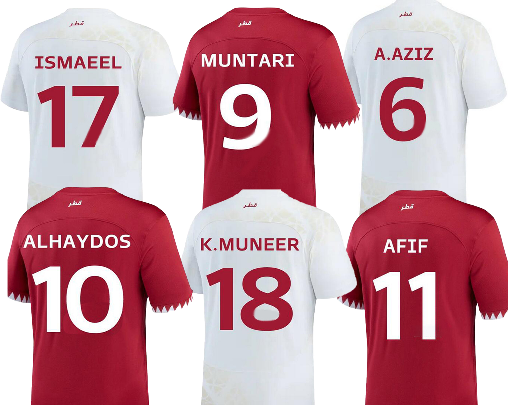 

Qatar Soccer Jerseys 2022 World 22-23 National Team Mens kids Women Thai Quality Jersey ALHAYDOS 10 MUNTARI 9 ALAAELDIN 7 BOUDIAF 12 AFIF 11 Design Your Own wear, 22-23 away