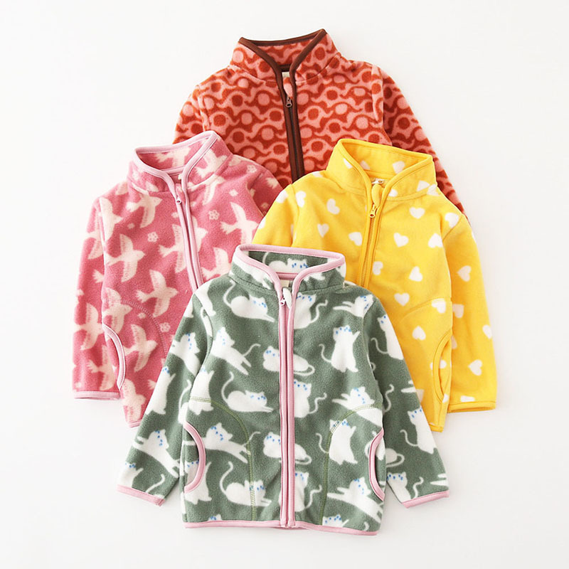 

Jackets Warm Coat For Girls Thick Coral Fleece Children Outerwear Winter Jacket Cute Cartoon Dragon Print Zippers Coats Pocket 221010, Red elephant