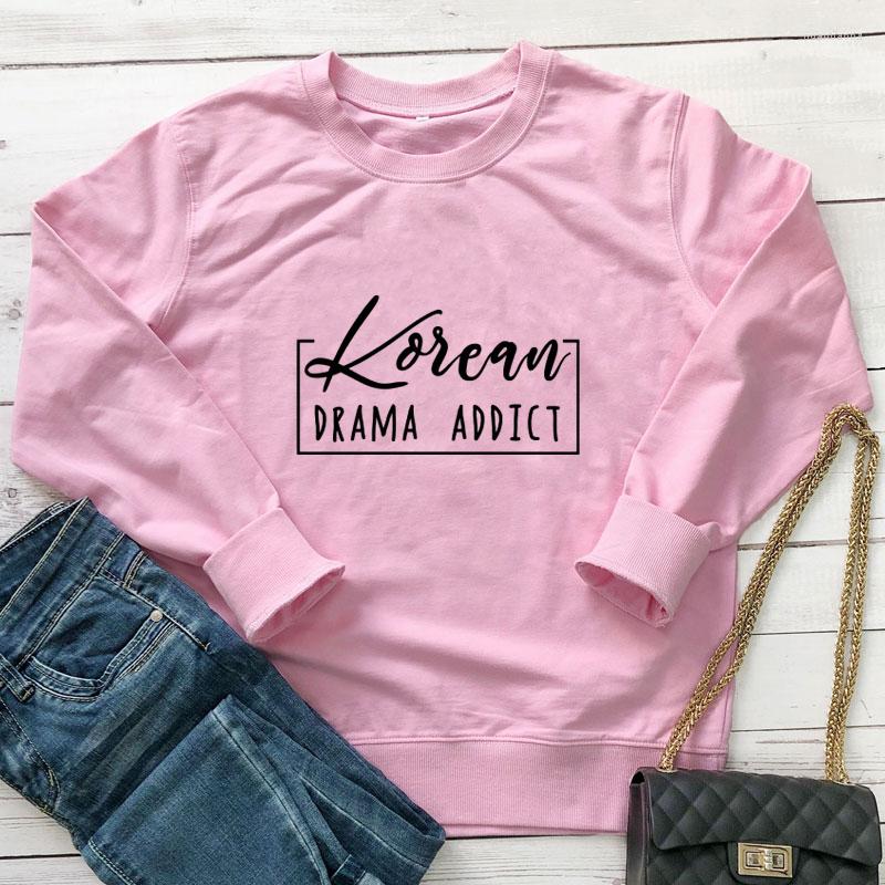 

Women' Hoodies Korean Drama Addict Sweatshirt Casual Women Long Sleeve Jumper Kdrama Obsessed Pullovers, Yellow-black text
