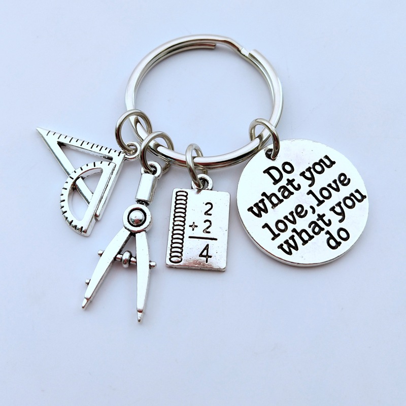 

Ruler Compass Math Do What You Love Teacher Student Key Chain Teacher's Day Gift Key Ring Pendant
