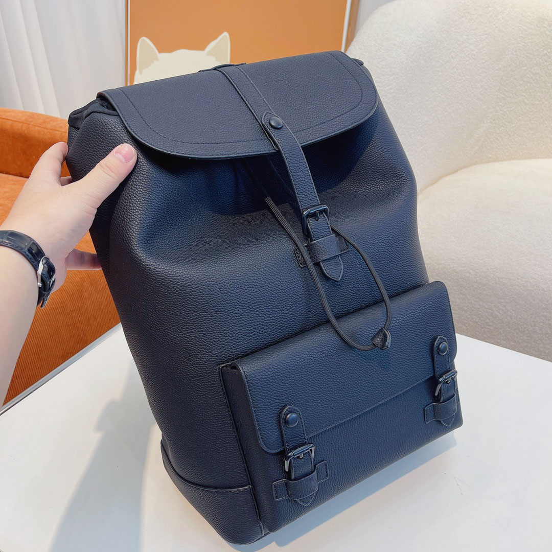 

Men's Luxury Designer Backpack Pure Cowhide Large Capacity Travel Bag Student Outdoor Sports Fitness Bag, Black