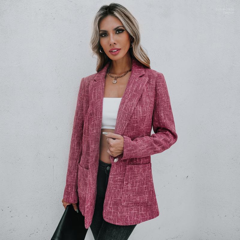 

Women' Suits Women' & Blazers Women Casual Suit Coat Female Temperament Jacket High Street Tailored For Lady, Rose red
