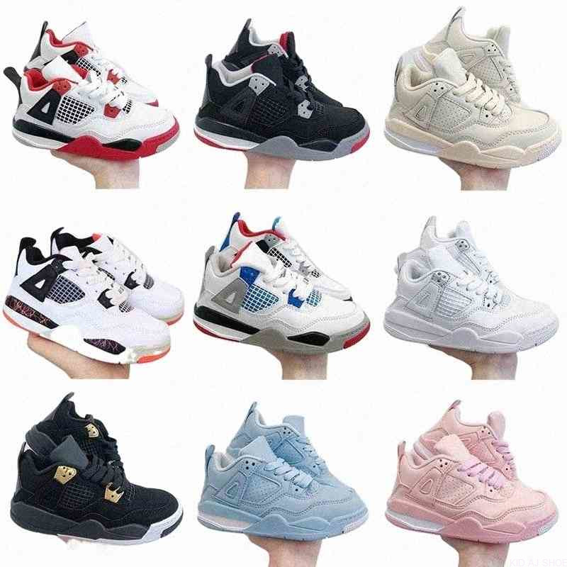 

DHL Toddlers infant 4 Retro Kids Basketball Shoes Top Quality Chicago 4S Boy Girl Sneaker Light Green Lights Grey Khaki Baby Trainers Children2QWQ, Box