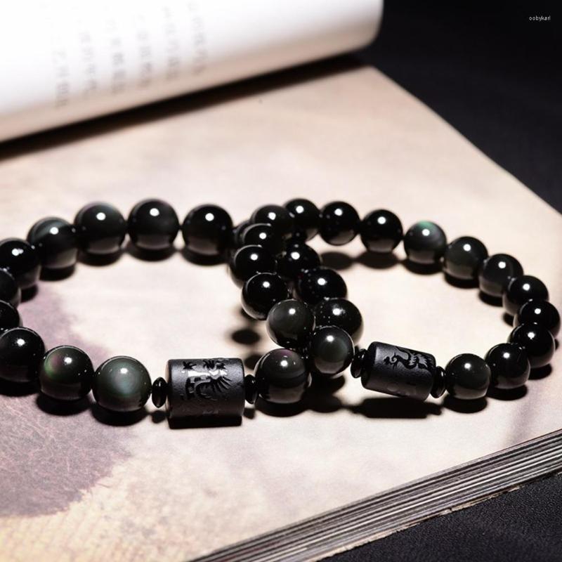 

Strand Fashion Men Women Obsidian Dragon Phoenix Beads Charm Couples Lovers Bracelet Bangle Jewelry Xmas Gift
