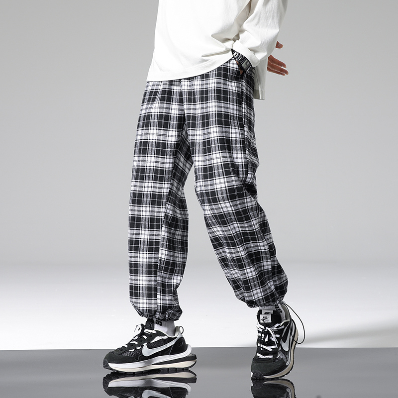 

Men's Pants Summer Plaid Casual Pants Men Loose Hip Hop Casual Trousers Korean Male Harem Pants Oversized Joggers For Men Fashion Streetwear 221010, Gray