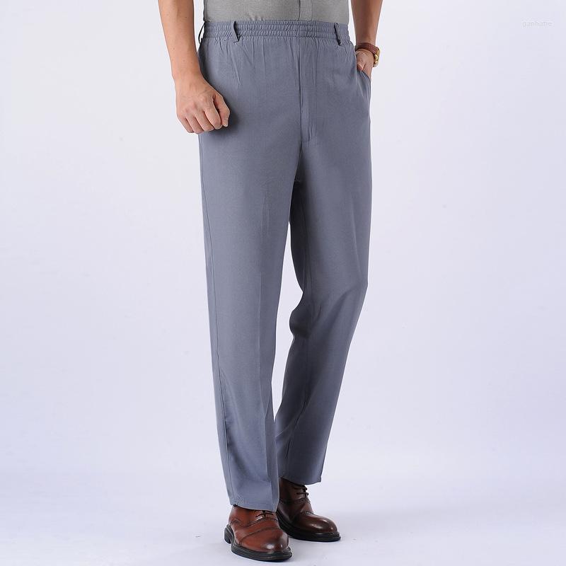

Men's Pants 8XL 9XL 10XL Plus Size Dad Thin Middle-aged Elderly Casual Men's Summer Elastic Waist Grandpa Trousers, Sky blue