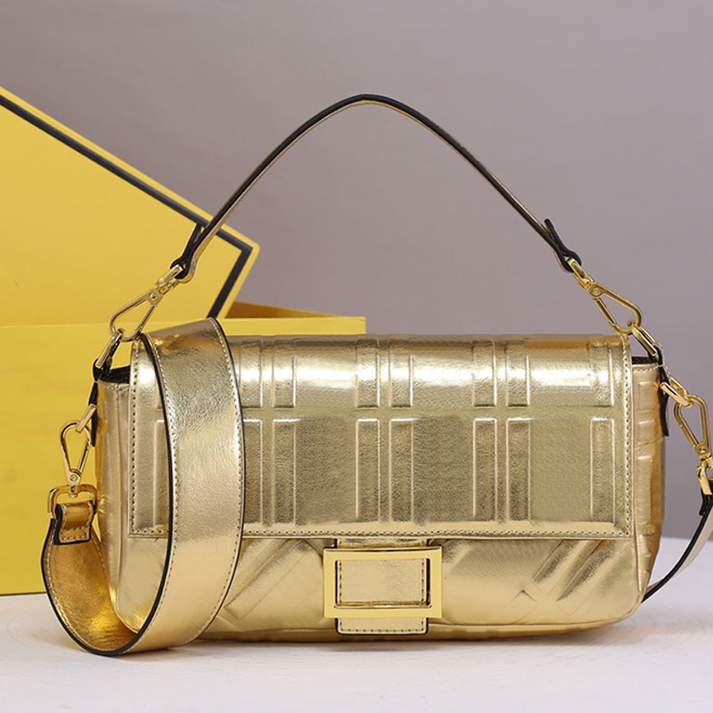 

Flap Baguette Bag Crossbody Handbag Purse Genuine Leather Chain Shoulder Bags Lady Totes Embossed Letter Fashion Metal Clasp Inside Pocket Detachable Strap, Just box